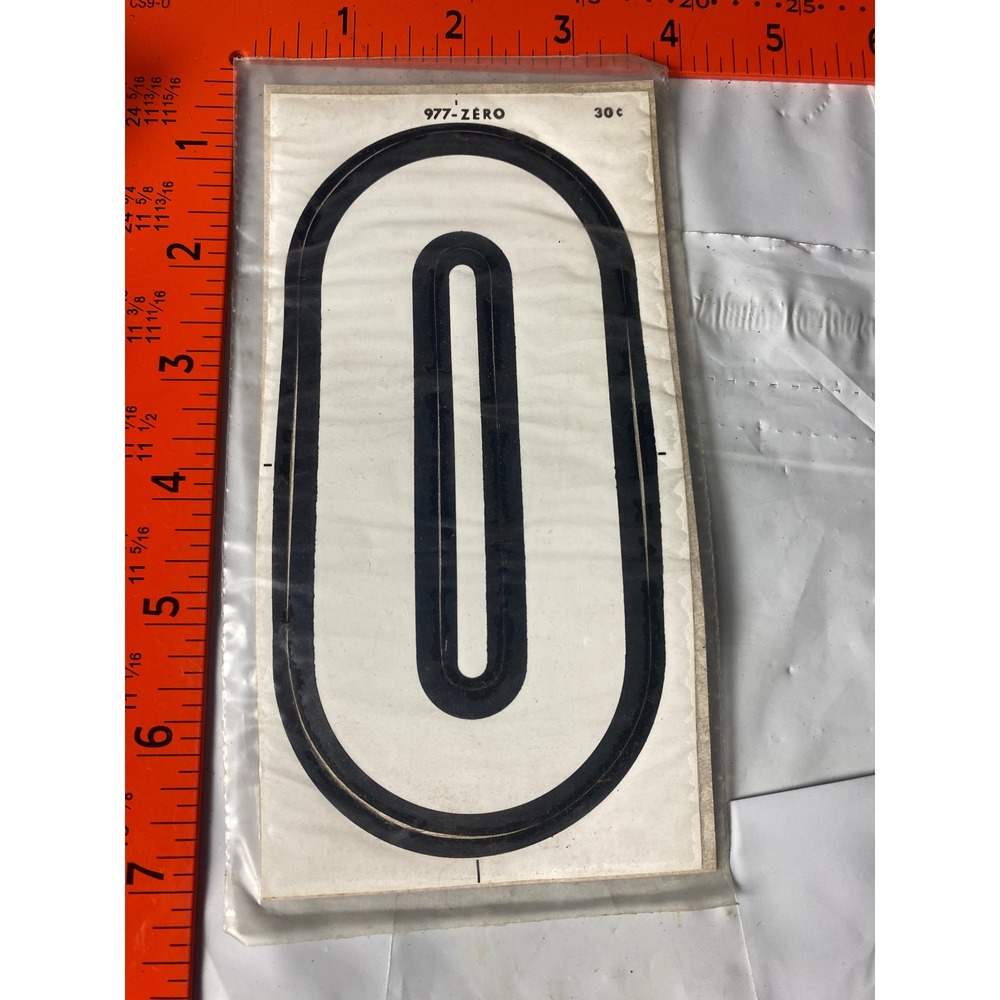 Vintage Meyercord Kwik-Space Number 0 Black Self Stick NOS 977-Zero